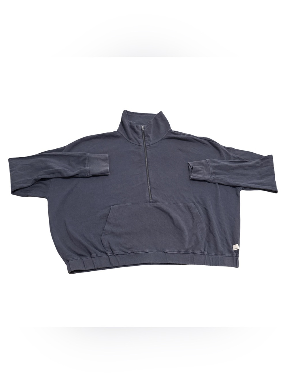 Vuori Half Zip Pullover Sweatshirt XL Blue Oversized Organic Cotton